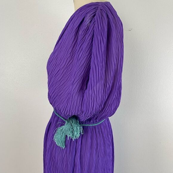 Vintage Vue Novo Sheer Purple Midi Dress Size S EUC - Picture 4 of 7